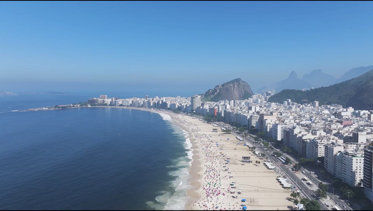Vista aérea da praia de Copacabana